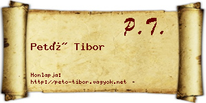 Pető Tibor névjegykártya